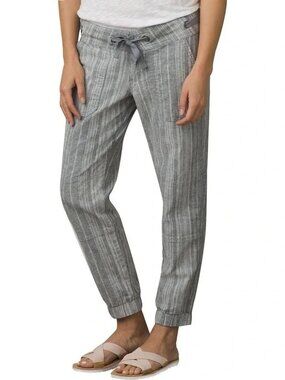 Prana Sun Bleached Blue‎ Stripes Steph Jogger Pants Size 4